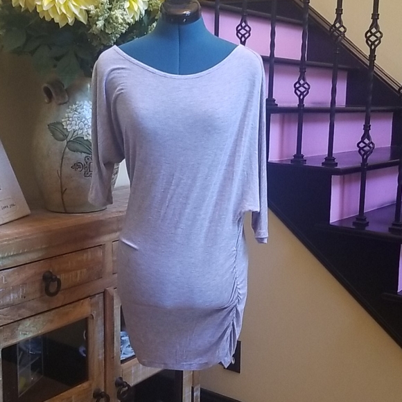 INC International Concepts Tops - INC Gray Side Ruched Tunic - SZ M